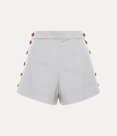 Vivienne Westwood Elle Button Shorts Pinstripe Shirting Grey 44 Women In Gray