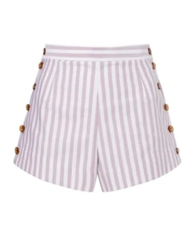 Vivienne Westwood Elle Pinstripe Cotton Shorts In White