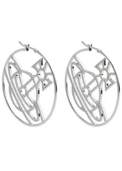 Vivienne Westwood Eloise Orb Hoop Earrings In Silver