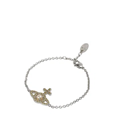 Vivienne Westwood Embellished Chain Bracelet In Gray