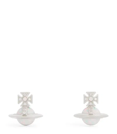 Vivienne Westwood Embellished Franca Stud Earrings In Silver