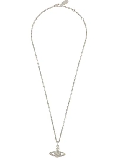 Vivienne Westwood Embellished Pendant Necklace In Silver