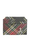Vivienne Westwood Embellished Plaid Card Holder In Multi