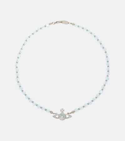 Vivienne Westwood Embellished Platinum Choker In Black