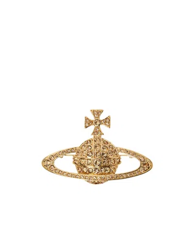 Vivienne Westwood Embossed Brooch In Gold
