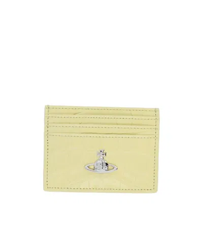 Vivienne Westwood Embossed Cardholder Wallet In Yellow