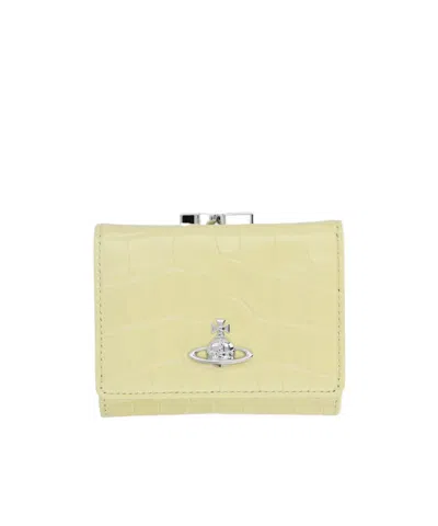 Vivienne Westwood Embossed Fold Wallet In Yellow