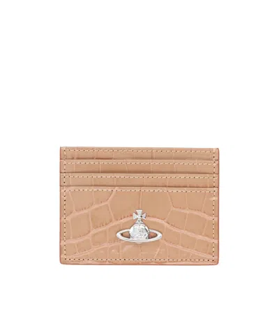 Vivienne Westwood Embossed Orb Card Wallet In Neutral