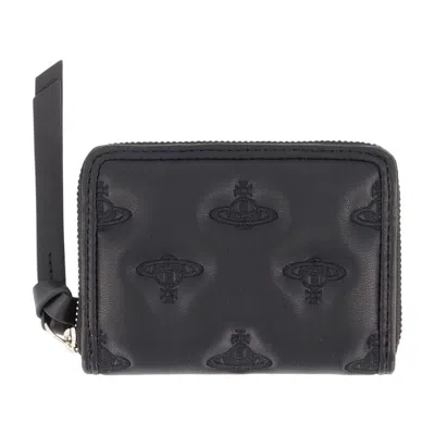 Vivienne Westwood Embossed Orb Coin Purse In Black