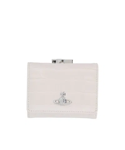 Vivienne Westwood Embossed Orb Wallet In Cream