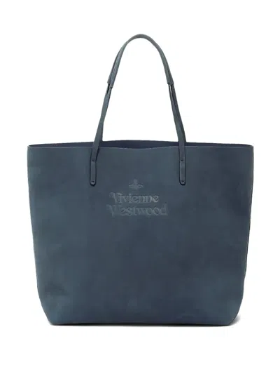 Vivienne Westwood Embossed Shoulder Bag In Blue