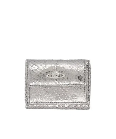 Vivienne Westwood Embossed Wallet In Silver