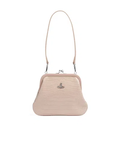 Vivienne Westwood Embossing Shoulder Bag In Nude