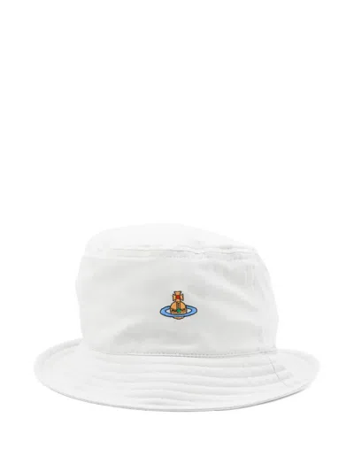 Vivienne Westwood Embroidered Bucket Hat In White