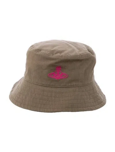 Pre-owned Vivienne Westwood Embroidered Canvas Bucket Hat In Green