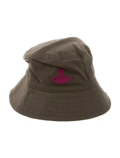 Pre-owned Vivienne Westwood Embroidered Canvas Bucket Hat W/tags In Green