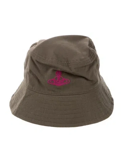 Pre-owned Vivienne Westwood Embroidered Canvas Bucket Hat W/tags In Green