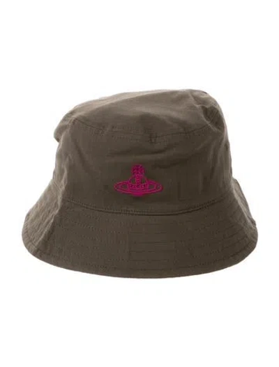 Pre-owned Vivienne Westwood Embroidered Canvas Bucket Hat W/tags In Green