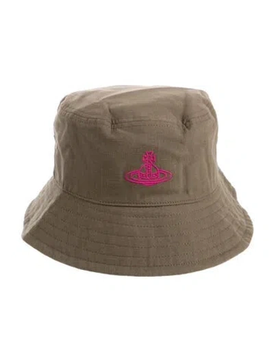 Pre-owned Vivienne Westwood Embroidered Canvas Bucket Hat W/tags In Green