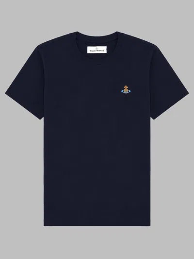 Vivienne Westwood Embroidered Cotton T-shirt In Blue