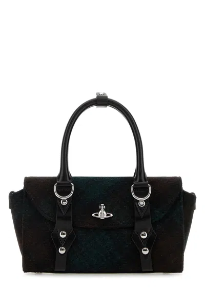 Vivienne Westwood Embroidered Fabric Mini Bettina Handbag In Black