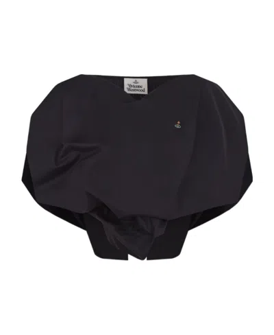 Vivienne Westwood Embroidered-logo Asymmetric Blouse In Black