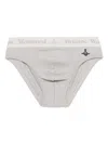 Vivienne Westwood Embroidered-logo Briefs In Gray