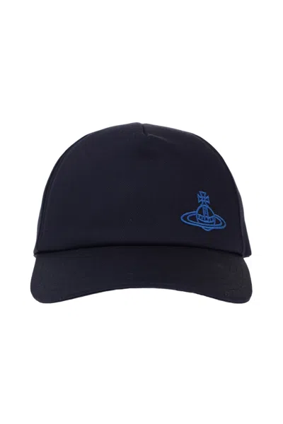 Vivienne Westwood Embroidered-logo Cotton Cap In Black