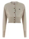 Vivienne Westwood Embroidered-logo Crop-length Cardigan In Neutral