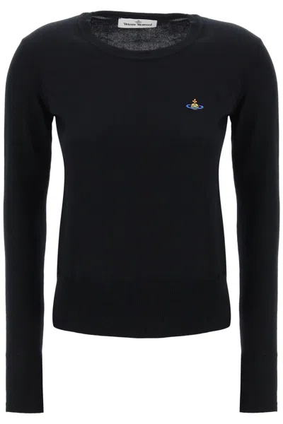 Vivienne Westwood Ribbed Crew Neck Knitwear With Long Sleeves In Black