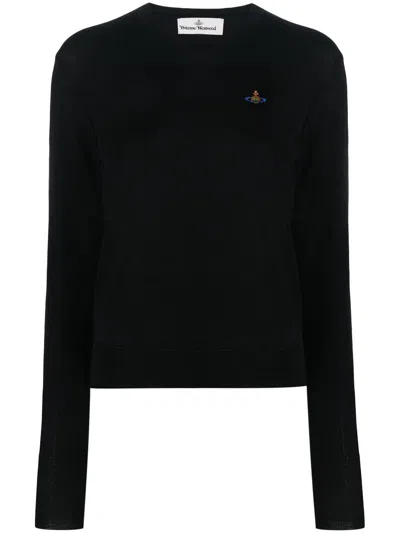 Vivienne Westwood Orb-embroidery Fine-knit Jumper In Black