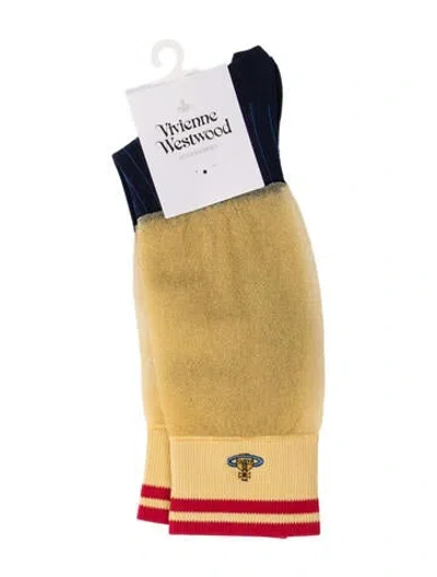 Pre-owned Vivienne Westwood Embroidered Nylon Socks W/tags In Blue