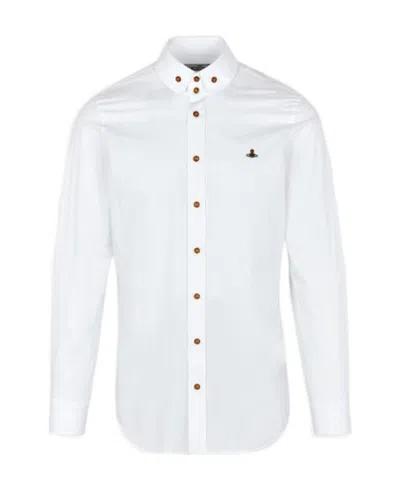 VIVIENNE WESTWOOD EMBROIDERED-ORB BUTTON-UP SHIRT