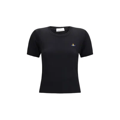 Vivienne Westwood Embroidered Orb T-shirt In Black