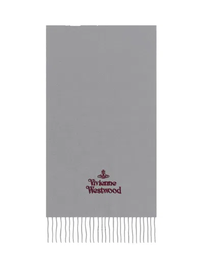 Vivienne Westwood Embroidered Scarf In Gray