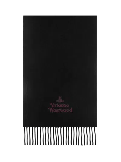 Vivienne Westwood Embroidered Scarf In Black