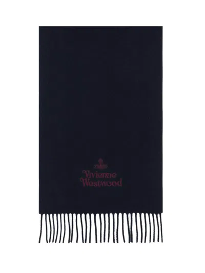 Vivienne Westwood Embroidered Scarf In Black