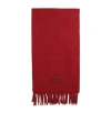 Vivienne Westwood Bordeaux Scarf With Fringed Hem And Orb Embroidery On The Front In Wool Unisex In Red
