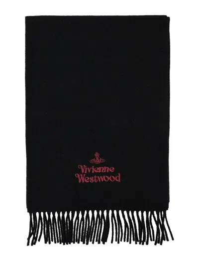 Vivienne Westwood Embroidered Scarf In Black