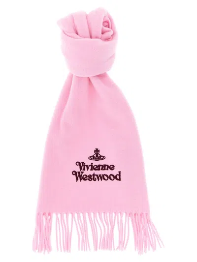 Vivienne Westwood Soft Textured Scarf Featuring Fringe Detailing In Pink