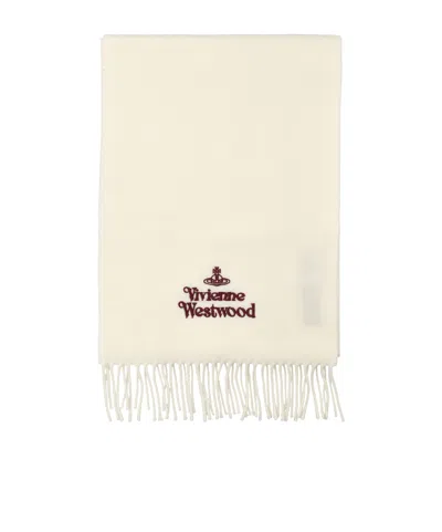 Vivienne Westwood Embroidered Scarf In White