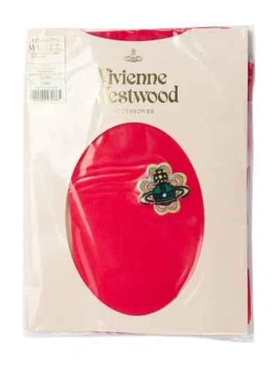 Pre-owned Vivienne Westwood Embroidered Tights In Red