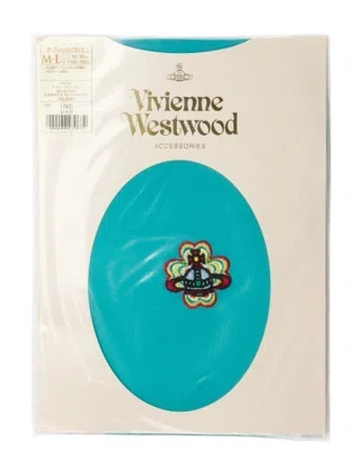 Pre-owned Vivienne Westwood Embroidered Tights W/tags In Blue