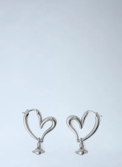 Vivienne Westwood Emily Heart-shaped Hoop Earrings In Silver