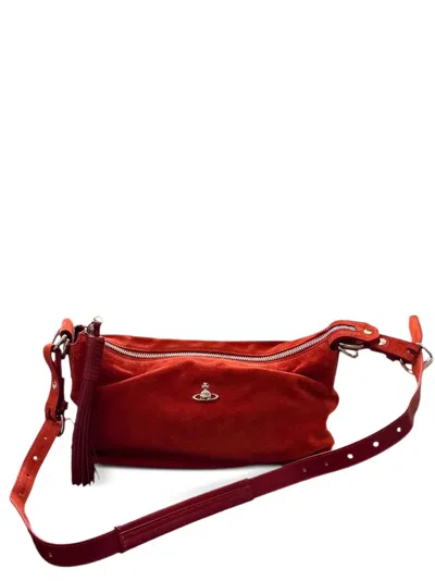 Vivienne Westwood Emma Orb Plaque Suede Shoulder Bag In Brown