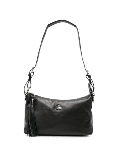 Vivienne Westwood Emma Orb-plaque Shoulder Bag In Black
