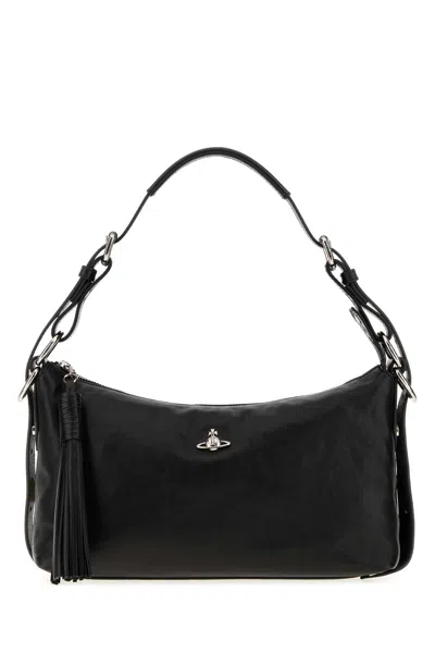 Vivienne Westwood Emma Shoulder Handbag In Calf Leather In Aw26-black