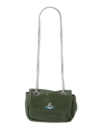 Vivienne Westwood Emma Small Purse With Chain Woman Shoulder Bag Military Green Size - Soft Leather