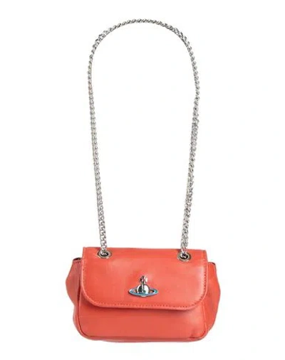Vivienne Westwood Emma Small Purse With Chain Woman Shoulder Bag Rust Size - Soft Leather In Red