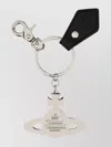 Vivienne Westwood Engraved Detail Keychain With Keyring Attachment In Metallic